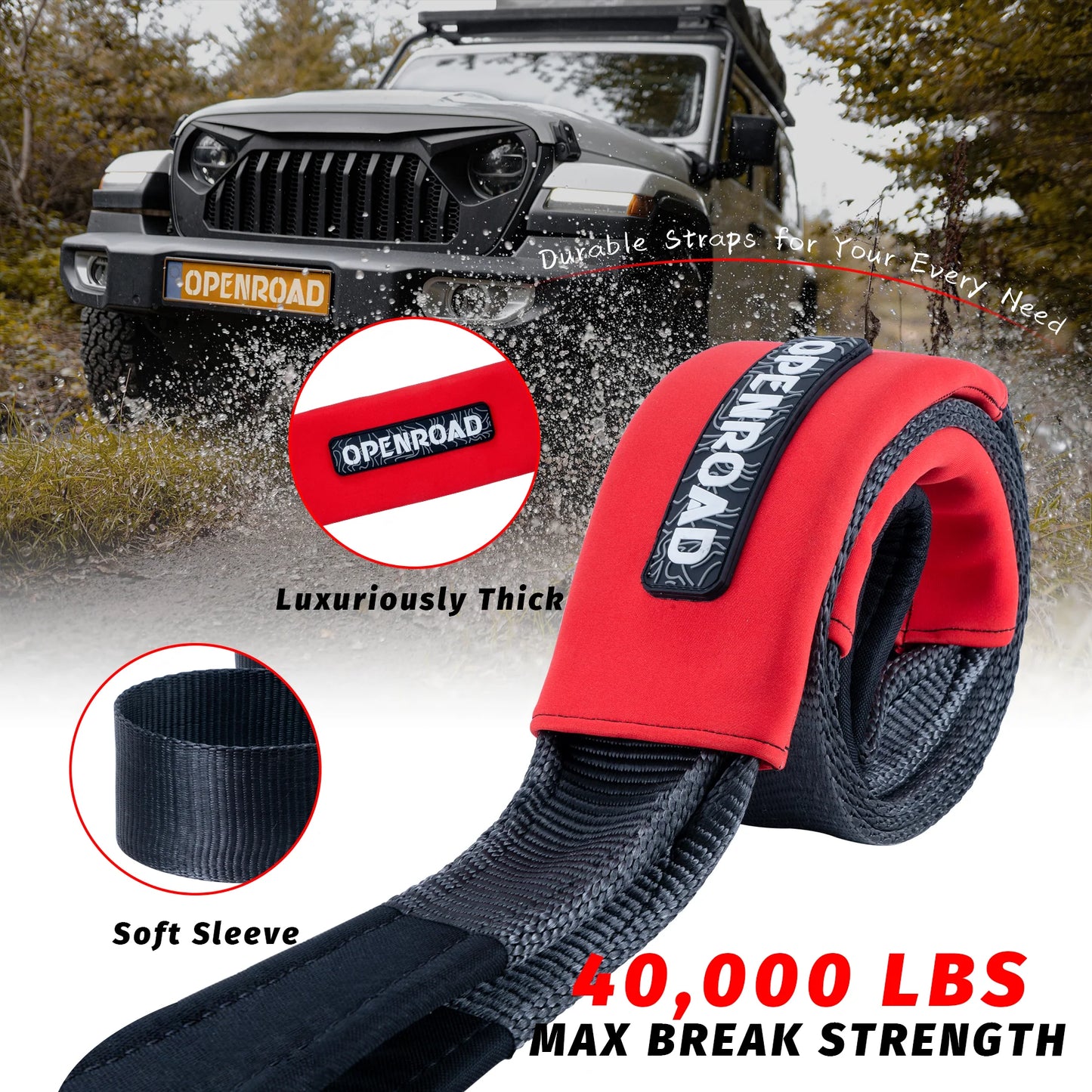 OPENROAD 4''x8' Break Strength 30,000 lbs Tree Saver Strap