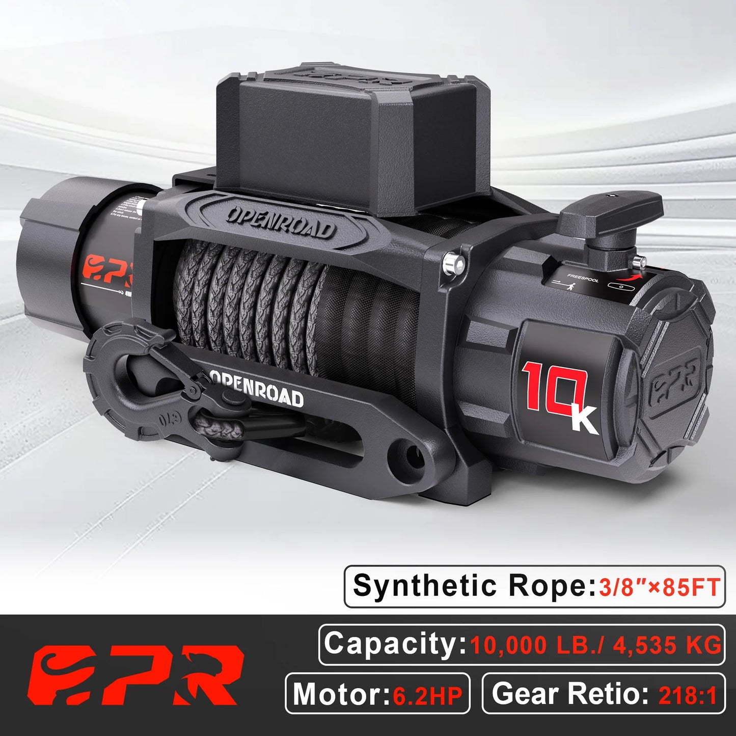 OPENROAD 10,000lbs Electric Winch with Synthetic Rope-Panther Series 3S