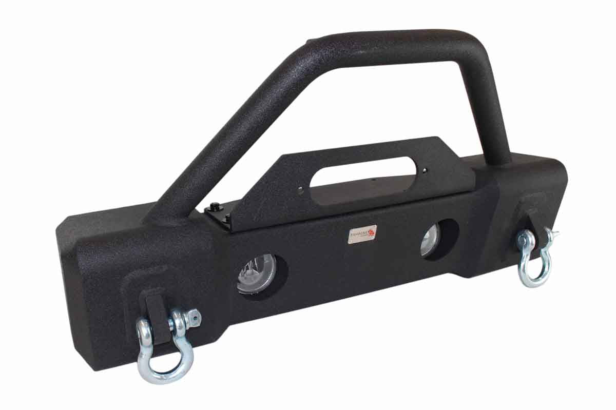 Fishbone Offroad Stubby Winch Bumper with Tube Guard for 2007-2018 Jeep Wrangler FB22001