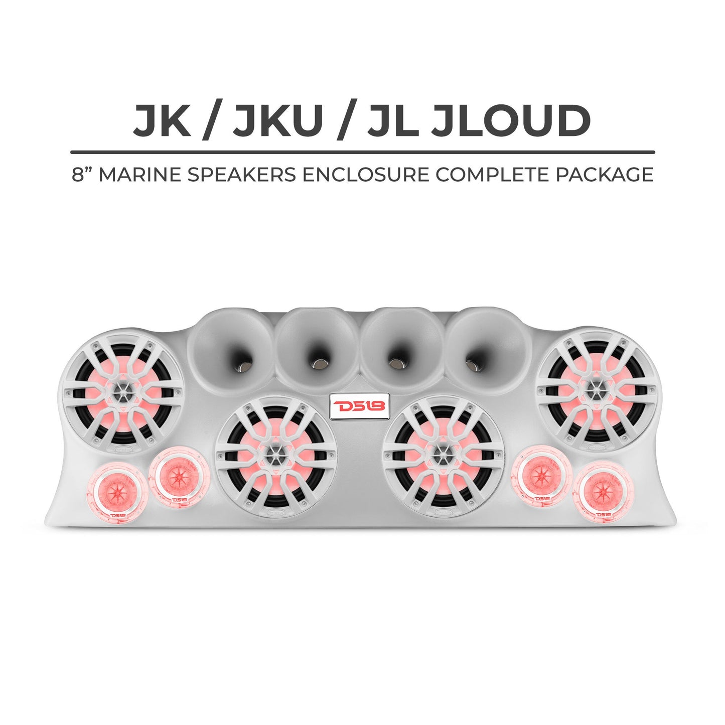 DS18 J-LOUD Jeep Wrangler JK/JKU/JL Loaded Sound Bar System, Black / White