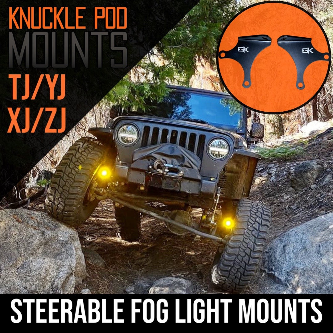 Jeep TJ XJ YJ ZJ Steerable Knuckle Pod Light Mounts (1984-2006)