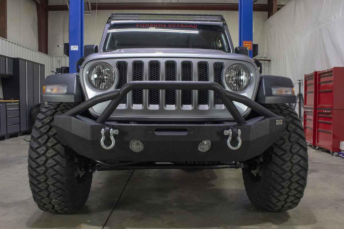 Fishbone Offroad Mid-Width Front Winch Bumper for 2018 & Up Jeep Wrangler/Gladiator FB22088